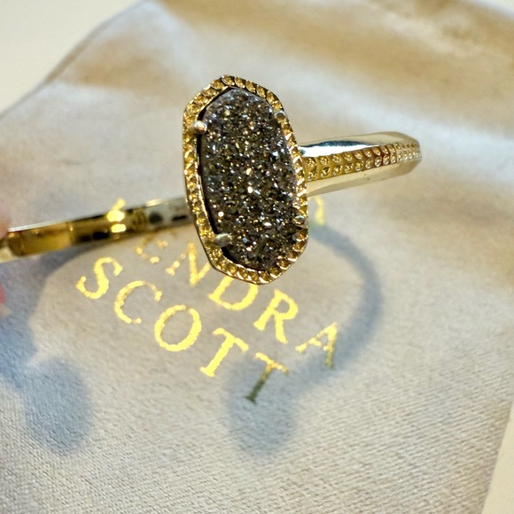 KENDRA SCOTT Elton Cuff Bracelet in Gold Platinum Drusy w/ Jewelry Pouch - Picture 8 of 9